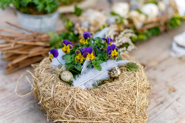 Ostergestecke, Tischdekoration, Landhausstil, Vintage