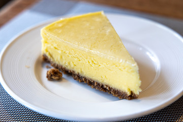 Cheese cake on the white plate