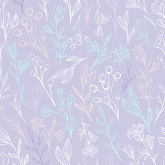 Fototapeta premium Seamless pattern with meadow flowers. Scandinavian style