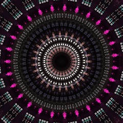 Round gradient mandala. mandala Illustration in green and pink colors. Mandala with floral patterns. Seamless pattern with a kaleidoscope