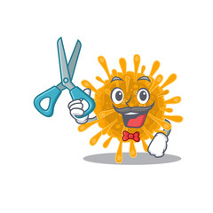 Cool Barber coronaviruses mascot in design style