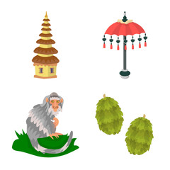 Vector illustration of bali and indonesia icon. Set of bali and caribbean stock vector illustration.