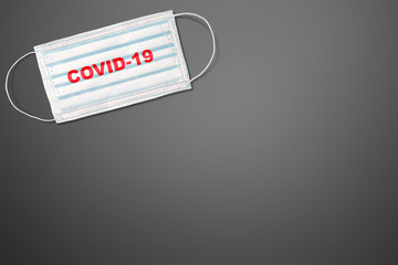 Blue Medical Disposable Face Mask with covid-19 . Covid-19  Coronavirus COVID-19. Disposable breath...
