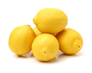 Ripe lemons on white background