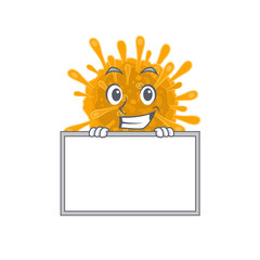 Smiley coronaviruses cartoon character style bring board