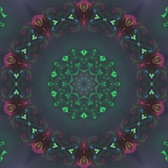 Round gradient mandala. mandala Illustration in green and pink colors. Mandala with floral patterns. Seamless pattern with a kaleidoscope