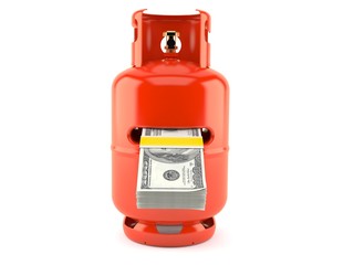 Propane bottle with money