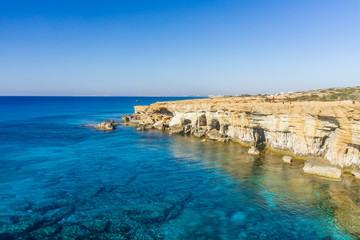 View of turquoise water beach in Aiya Napa, Cyprus. Ayia Napa coastline.