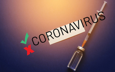 Syringe and vaccine. Covid-19.