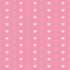 Abstract background texture. Dot and heart shape seamless pattern. Vector illustration polka style, minimalism wallpaper, flyer, cover, design. Bubble circle geometric ornament, decorative element