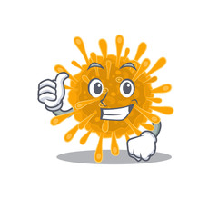 Cool coronaviruses cartoon design style making Thumbs up gesture