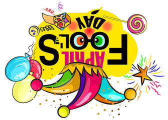 Fototapeta premium April 1 is fool's Day. The mask is funny, greeting card is suitable for birthday party, humorous party, circus.