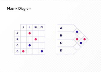 Infographic design element collection. Vector flat color illustration. Matrix diagram isolated on white to transparent background. Design for ui, scientific poster, marketing, presentation.