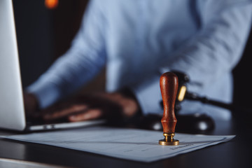 Female notary stamping agreement, company secretary, official document, validity