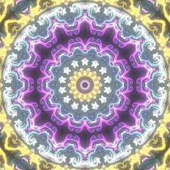 Round gradient mandala. mandala Illustration in green and pink colors. Mandala with floral patterns. Seamless pattern with a kaleidoscope