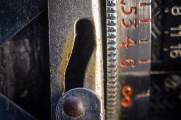 closeup of an old sewing machine