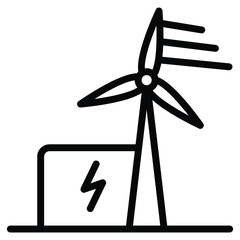Obraz premium Ecology Power Generation Plant Concept. Windmill on white background. Renewable Energy industry vector icon design, Green Eco friendly aerogenerator equipment, small home-based wind turbine graphic