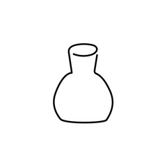 A jug, a hand- drawn icon. One line of art for design, logo. Ceramic, glass tableware, vase, household utensils.