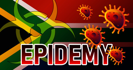 Virus attack on South Africa  viruses or bacteria danger, medical industry problems concept