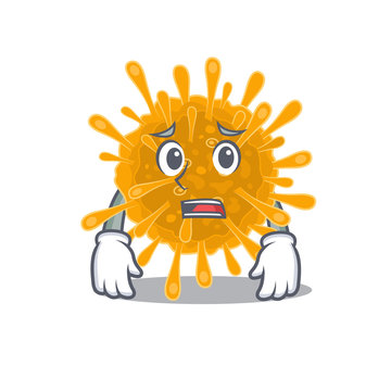 Cartoon picture of coronaviruses showing anxious face