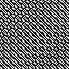 Black and white geometric circle impossible background seamless pattern. Round vector illustration for greeting cards, cover, flyer, wallpaper. Abstract texture ornament design, repeating tiles