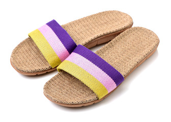 Slippers woven on white background