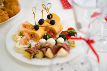 a snacks on the festive table for the event