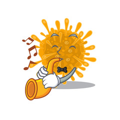 Coronaviruses cartoon character design playing a trumpet