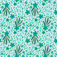 Fototapeta premium Seamless pattern Hearts, flowers, heart, leaf