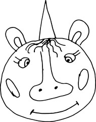 cartoon unicorns coloring vector drawing isolate on white