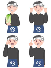 八百屋　男性　ポーズいろいろ