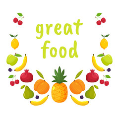 Vector composition of fruits in the cartoon style