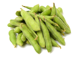 green soy bean on white background