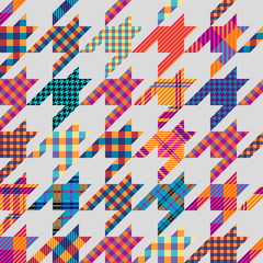 Classic Hounds-tooth pattern in a patchwork collage style.