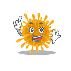 One Finger coronaviruses in mascot cartoon character style