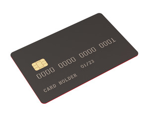 Empty Credit Card with Modern Titanium Surface Isolated on White Background. 3D Render.