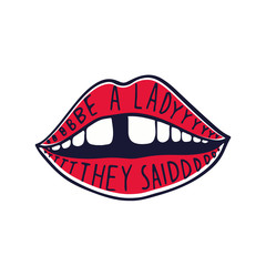 Just be a lady lettering vector lips