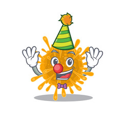 Cute and Funny Clown coronaviruses cartoon character mascot style