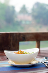 Traditional Loas pork soup on table.