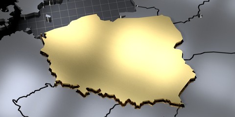 Poland - country shape - 3D illustration