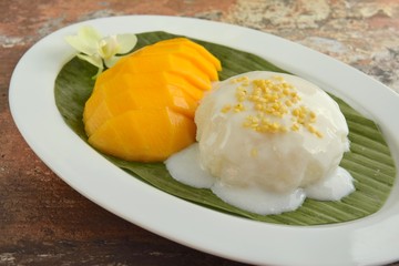 mango with sticky rice , Thai dessert