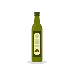 Olive oil. Flat icon. Isolated. Olive oil bottle. Vector