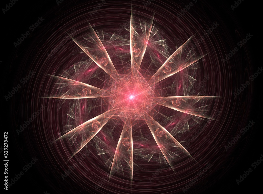 Poster lacy colorful clockwork pattern. digital fractal art design. abstract design of sacred symbols signs