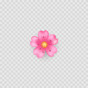 Pink Flower Icon Emoji. Isolated On White. Vector