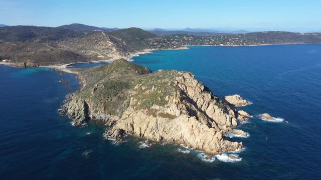France, aerial view of Cap Camarat, l'Escalet located in peninsula of St Tropez, France