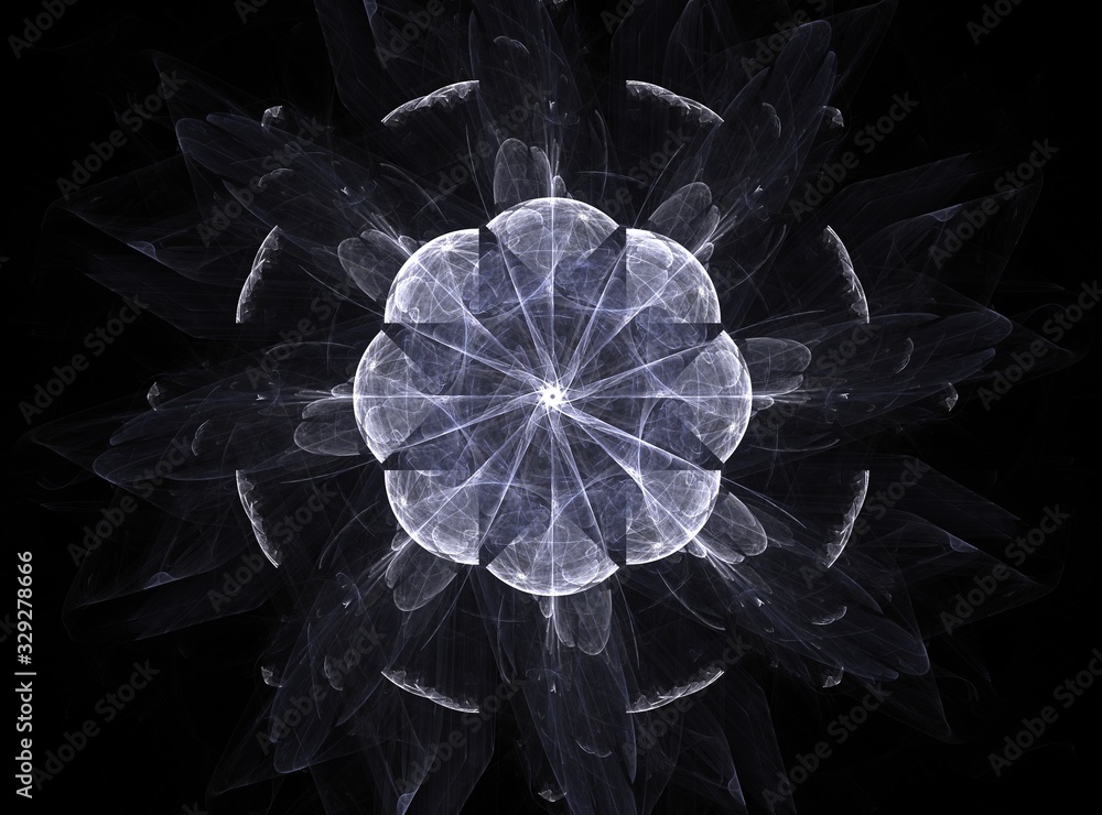 Poster an abstract computer generated modern fractal design on dark background. abstract fractal color text