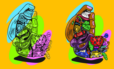 Spray Can and Hand Doodle