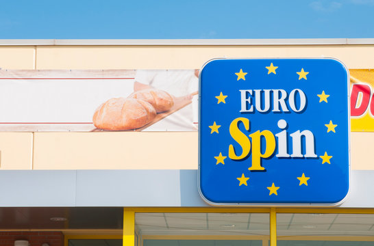 The entrance to a Eurospin supermarket. Eurospin is a large retail brand in Italy and Slovenia
