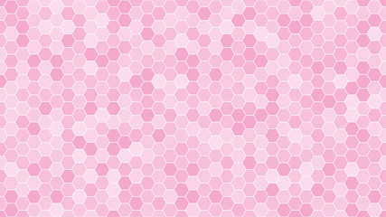 Pink hexagonal mosaic background for business presentation. HD 16x9 vector pattern.