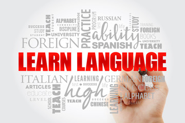 Learn Language word cloud, concept background